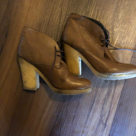 Tan Leather Prada Ankle Booties sz 39.5 - Picture 2 of 6